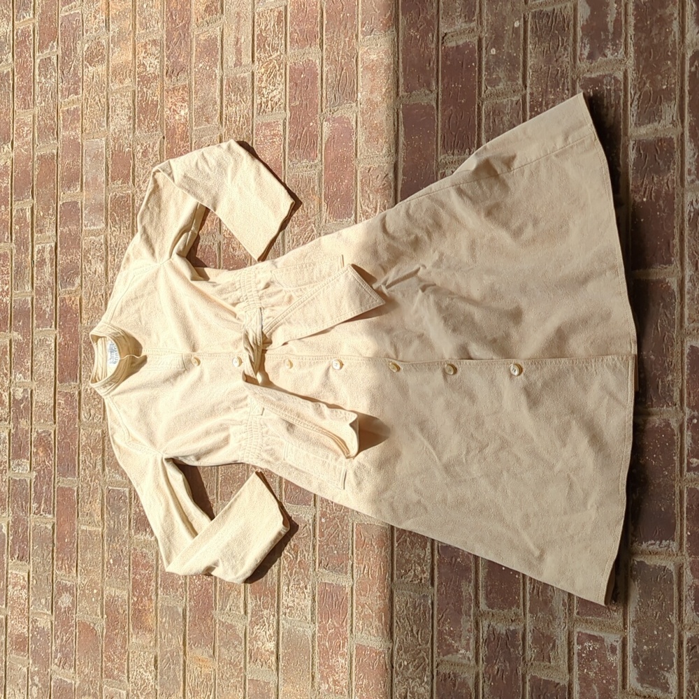 Vintage 1970s Samuel Roberts Beige Suede Look Shirt Dress with Self Belt